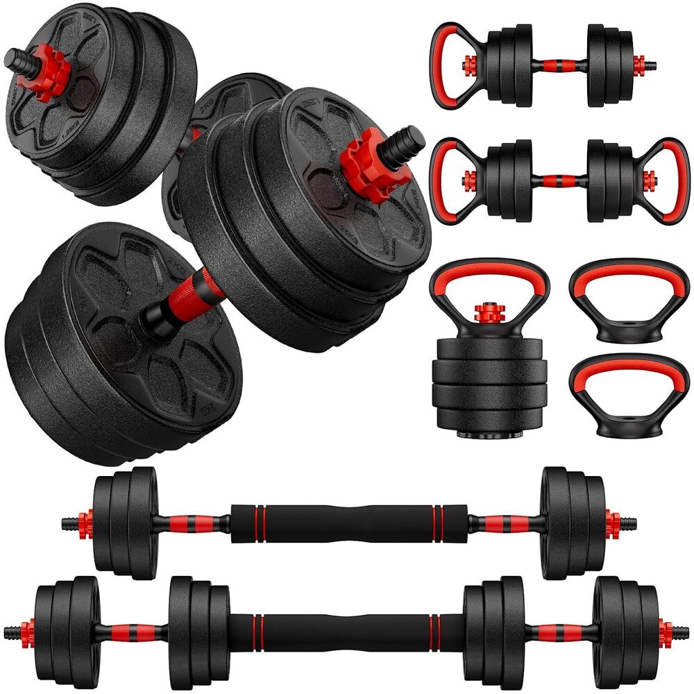 Adjustable Dumbbell Set, 20/33/45/70/90lbs Free Weight Set with Connector, 4 in1